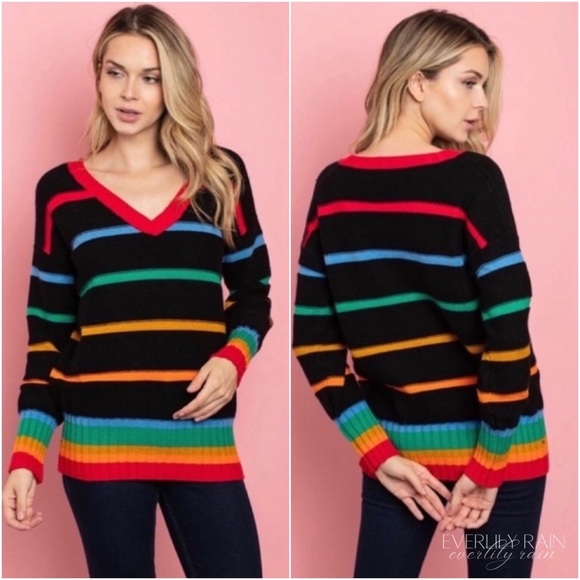 Colorful Striped Ribbed Knit Sweater - Picture 9 of 12